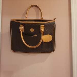 Rioni Moda Italia Signature Teacher's Handbag Satchel - Brown Monogram Y2K